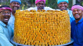 1000 MYSORE PAK  Traditional Mysore Pak Recipe Cooking in Village  Quick amp Easy Sweet Recipe [upl. by Atiekahs990]