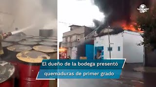 Se incendia bodega de aceites en Iztapalapa hay un herido [upl. by Darach157]