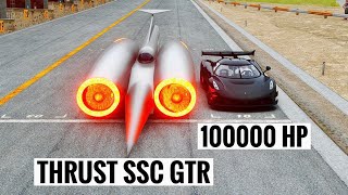 Thrust SSC GTR vs 100000 Koenigsegg Black Devil at Special Stage Route X [upl. by Yetsirhc]