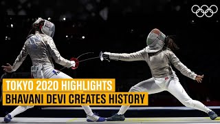 Bhavani Devis Olympic debut 🤺  Tokyo2020 Highlights [upl. by Thenna]