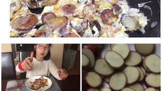 Fried potatoes with eggs ไข่ทอดมันฝรั่ง [upl. by Oirevas]