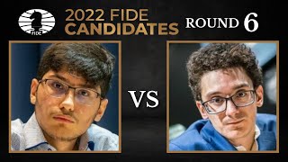 Alireza Firouzja vs Fabiano Caruana  FIDE Candidates 2022  Round 6 [upl. by Pry]