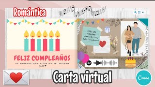 ¿CÓMO HACER UNA CARTA VIRTUAL ROMÁNTICA ❤️🥰  EN CANVA super fácil [upl. by Nyllaf]