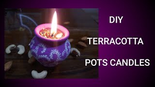 DIY TERRACOTTA CLAY POTS CANDLE  MINI TERRACOTTA VOTIVE CANDLE  FESTIVAL CANDLES [upl. by Pardew]