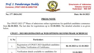 CPGET 2023  Second phase schedule Released  Web options  Cpget updates [upl. by Iatnohs]