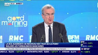 François Villeroy de Galhau Banque de France  La BCE augmente de nouveau ses taux de 05 point [upl. by Yelsek872]