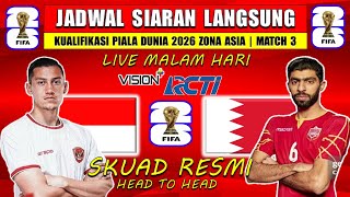 Jadwal Kualifikasi Piala Dunia 2026  BAHRAIN vs INDONESIA  H2H amp Daftar 27 Pemain Timnas Indonesia [upl. by Aicilic739]