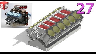 V12 Car Engine  27 Cylinder Block Project 04 Design by Solidworks [upl. by Einnahc]