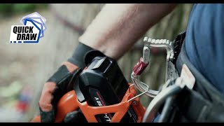 ECHO tools patented Quick Draw system allows hooking and unhooking your chainsaw with one movement [upl. by Vaenfila]