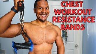 Resistance Bands CHEST workout  Follow along with Muscle Building tips [upl. by Tolmach664]