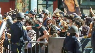 ProTrump Demonstrators Attacked by Counterprotesters in San Francisco [upl. by Rolandson]