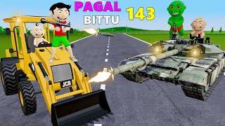 Pagal Bittu Sittu 143  Jcb Wala Cartoon  Jcb Tractor  Gadi Wala Cartoon  Bittu Sittu Toons [upl. by Christiane226]