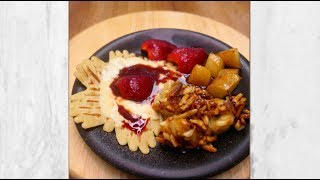 Pfannkuchen mit Karamellisierten Erdbeeren Birnen und Bananen mit knusprigen Mandeln [upl. by Netnert]