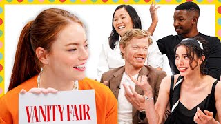 Kinds of Kindness Cast Test How Well They Know Each Other  Vanity Fair [upl. by Ahsoem]