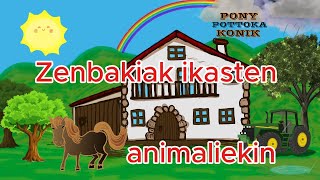 110 Zenbakiak ikasten animaliekin Batetik Hamarrera Euskaraz Pony Pottoka Konik Números110Numbers [upl. by Elatia]