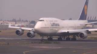 Old Views Lufthansa B747400 Landing at Mexico City Intl MMMX [upl. by Nissensohn]