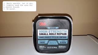 3M High Strength Hole Repair Kit Primer Enhanced spackling Compound Product Review [upl. by Yorled]