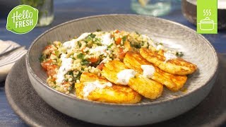 Halloumi mit Tabbouleh und MinzJoghurt  Schnelle Rezepte  Marokkanische Küche [upl. by Acquah]