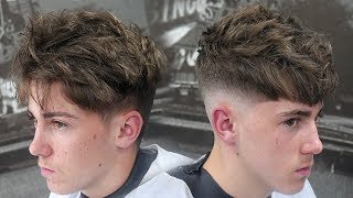 HAIRCUT TRANSFORMATION HOW TO DO A MID SKIN FADE WITH A TEXTURED FRINGE FOR BEGINNERS [upl. by Epuladaug]