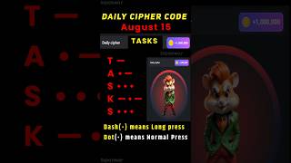 15 August hamster kombat daily cipher combo  Daily cipher hamster kombat today  5 million coins [upl. by Oinotnas]