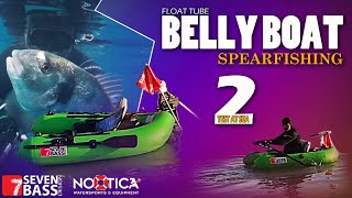 SPEARFISHING WITH THE BELLY BOAT PART 2  TEST AT SEA [upl. by Alrich]