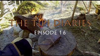 THE TIPI DIARIES Ep16  BUSHCRAFT BASECAMP  HOT TENT CAMPING WITH MY DOG FORGING CROOKED KNIFE [upl. by Guinevere51]