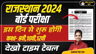 Rbse Board Time Table 2024  Rajasthan Board 12th 10th 8th Exam Date Time Table 2024  10th Board [upl. by Helprin5]