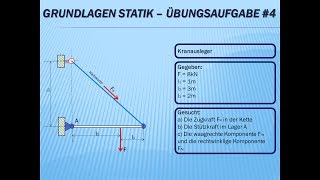 Technische Mechanik  Grundlagen Statik Übungsaufgabe Nr4 [upl. by Kcirrej]