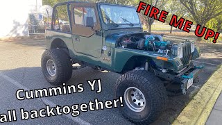 6BT Cummins jeep running and driving [upl. by Auqenat]