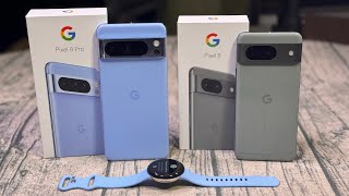 Google Pixel 8  8 Pro  Watch 2  Unboxing and First Impressions [upl. by Narahs]