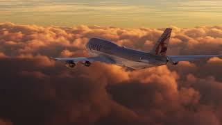 Qatar Airlines Golden Hour Above the Clouds  Breathtaking Aviation Experience [upl. by Ainit597]