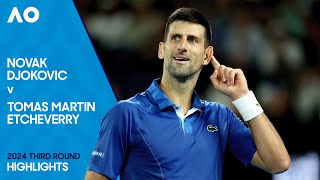 Novak Djokovic v Tomas Martin Etcheverry Highlights  Australian Open 2024 Third Round [upl. by Pravit184]