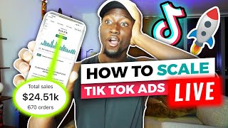 Scaling Tik Tok Ads LIVE  1700Day Dropshipping Tutorial Strategy [upl. by Skylar419]