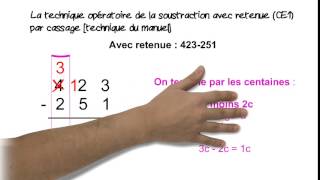 La technique opératoire de la soustraction avec retenue par cassage [upl. by Trimble]