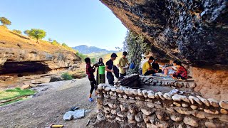 Nomadic lifestyle with mother cooking with firewood and building a shelter [upl. by Burkhard877]