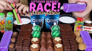 ASMR LEFTOVER DESSERT RACE WATERMELON GUMMY OREO ICE CREAM PURPLE ICE CREAM FERRERO CHOCOLATE 먹방 [upl. by Haela]