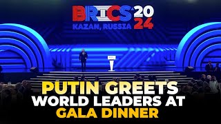 Kazan Russia  BRICS Summit 2024 Vladimir Putin greeted leaders of BRICS countries gala dinner [upl. by Erving807]