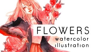 FLOWERS Watercolor speedpaint [upl. by Aneela992]