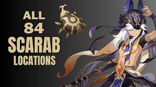 All 84 Scarab Locations  Efficient Farming Route  Cyno Ascension Materials Genshin Impact [upl. by Einiffit683]