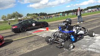 230HP Super Kart vs 1300HP Porsche 9ff vs 1088HP AUDI S4 [upl. by Kella]