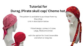 Tutorial for Durag Dorag  skull cap chemo hat pattern available from my Etsy shop [upl. by Jasen]