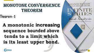 Monotone convergence theorem A monotonic increasing sequence bounded above tends to a limit study [upl. by Aletta]