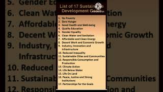 List of 17 Sustainable Development Goals llknowledgeablegksscentrance examsstudents important [upl. by Adnauqal]