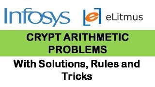 Crypt arithmetic questions INFOSYS and ELITMUS easy and medium level [upl. by Yekcin]