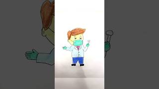 easy kids drawing 👨🏼‍⚕️😷shorts story funny comedy emotional drawing kids art doctor yt [upl. by Adnocahs755]