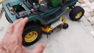 John Deere STX38 yellow deck transmission removal part 3 [upl. by Maise316]