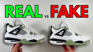 REAL VS FAKE NIKE AIR JORDAN 4 SEAFOAM SNEAKER COMPARISON [upl. by Dane]