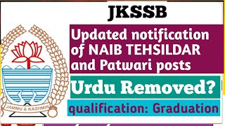 JKSSB updated notificationnaib tehsildar and patwari posts urdu  researchopp22 [upl. by Rafaelia537]