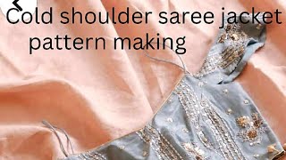 Saree jacket pattern cutting Cold shoulder pattern [upl. by Awahsoj]