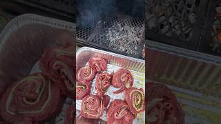 Grilling flank steak pin wheels [upl. by Ynots]